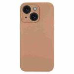 For iPhone 15 Pure Color Liquid Silicone Fine Pore Phone Case(Light Brown)