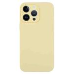 For iPhone 14 Pro Max Pure Color Liquid Silicone Fine Pore Phone Case(Creamy Yellow)