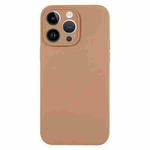 For iPhone 14 Pro Max Pure Color Liquid Silicone Fine Pore Phone Case(Light Brown)