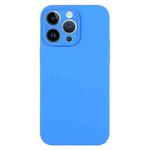 For iPhone 14 Pro Max Pure Color Liquid Silicone Fine Pore Phone Case(Lake Blue)