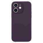 For iPhone 12 Pure Color Liquid Silicone Fine Pore Phone Case(Berry Purple)