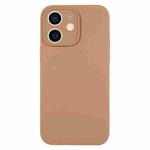 For iPhone 12 Pure Color Liquid Silicone Fine Pore Phone Case(Light Brown)