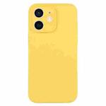 For iPhone 12 Pure Color Liquid Silicone Fine Pore Phone Case(Yellow)