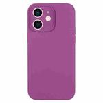For iPhone 12 Pure Color Liquid Silicone Fine Pore Phone Case(Grape Purple)