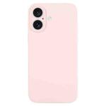 For iPhone 16 Plus Pure Color Liquid Silicone Fine Pore Phone Case(Grey Pink)