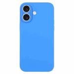 For iPhone 16 Plus Pure Color Liquid Silicone Fine Pore Phone Case(Lake Blue)