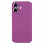 For iPhone 16 Pure Color Liquid Silicone Fine Pore Phone Case(Grape Purple)