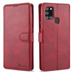 For Samsung Galaxy A21s AZNS Calf Texture Horizontal Flip Leather Case with Holder & Card Slots & Wallet & Photo Frame(Red)