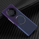 For Huawei Mate 60 Pro Magnetic Carbon Fiber Shockproof Phone Case(Blue Purple)