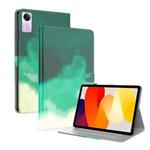 For Xiaomi Redmi Pad SE 11 inch Watercolor Pattern Flip Leather Tablet Case(Cyan Green)