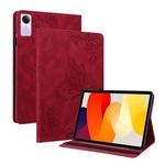 For Xiaomi Redmi Pad SE 11 inch Butterfly Flower Embossed Leather Tablet Case(Red)