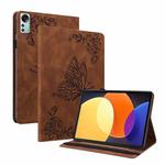 For Xiaomi Pad 5 Pro 12.4 Butterfly Flower Embossed Leather Tablet Case(Brown)