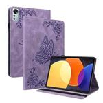 For Xiaomi Pad 5 Pro 12.4 Butterfly Flower Embossed Leather Tablet Case(Purple)