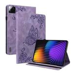 For Xiaomi Pad 7 / Pad 7 Pro Butterfly Flower Embossed Leather Tablet Case(Purple)