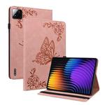For Xiaomi Pad 7 / Pad 7 Pro Butterfly Flower Embossed Leather Tablet Case(Rose Gold)