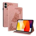 For Redmi Pad 2 / Redmi Pad SE 11 2025 Butterfly Flower Embossed Leather Tablet Case(Rose Gold)
