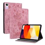 For Xiaomi Redmi Pad SE 11 inch Butterfly Rose Embossed Leather Tablet Case(Pink)