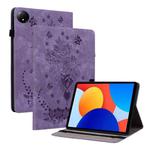 For Xiaomi Redmi Pad SE 8.7 Butterfly Rose Embossed Leather Tablet Case(Purple)