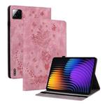 For Xiaomi Pad 7 / Pad 7 Pro Butterfly Rose Embossed Leather Tablet Case(Pink)
