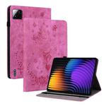 For Xiaomi Pad 7 / Pad 7 Pro Butterfly Rose Embossed Leather Tablet Case(Rose Red)