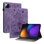 For Xiaomi Pad 7 / Pad 7 Pro Butterfly Rose Embossed Leather Tablet Case(Purple)