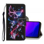 For Xiaomi Mi 10 Lite 5G Colored Drawing Pattern Horizontal Flip Leather Case with Holder & Card Slots & Wallet(Fluorescent Butterfly)