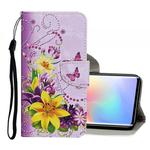 For Xiaomi Mi Note 10 Lite Colored Drawing Pattern Horizontal Flip Leather Case with Holder & Card Slots & Wallet(Yellow Flower Butterfly)