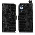 For Sony Xperia 5 V Crocodile Top Layer Cowhide Leather Phone Case(Black)