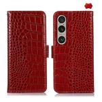 For Sony Xperia 1 VI Crocodile Top Layer Cowhide Leather Phone Case(Red)