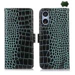 For Sony Xperia 5 VI Crocodile Top Layer Cowhide Leather Phone Case(Green)