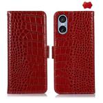 For Sony Xperia 5 VI Crocodile Top Layer Cowhide Leather Phone Case(Red)