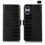 For Sony Xperia 5 VI Crocodile Top Layer Cowhide Leather Phone Case(Black)