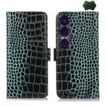 For Sony Xperia 1 VII Crocodile Top Layer Cowhide Leather Phone Case(Green)