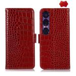 For Sony Xperia 1 VII Crocodile Top Layer Cowhide Leather Phone Case(Red)