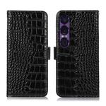 For Sony Xperia 1 VII Crocodile Top Layer Cowhide Leather Phone Case(Black)