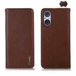 For Sony Xperia 5 V KHAZNEH Nappa Top Layer Cowhide Leather Phone Case(Brown)