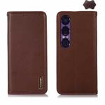 For Sony Xperia 1 VII KHAZNEH Nappa Top Layer Cowhide Leather Phone Case(Brown)
