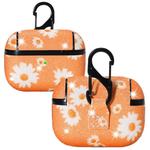 For AirPods Pro PC + PU Glitter Daisy Pattern Earphone Protective Case with Hook(Orange)