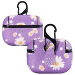 For AirPods Pro PC + PU Glitter Daisy Pattern Earphone Protective Case with Hook(Purple)