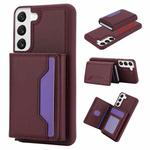 For Samsung Galaxy S22+ RFID Anti-theft Detachable Card Bag Leather Phone Case(Wine Red)