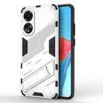 For OPPO A78 4G Punk Armor 2 in 1 PC + TPU Phone Case with Holder(White)