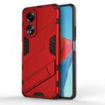 For OPPO A58 4G Global Punk Armor 2 in 1 PC + TPU Phone Case with Holder(Red)