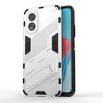 For OPPO A38 4G Global Punk Armor 2 in 1 PC + TPU Phone Case with Holder(White)