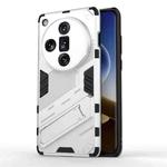 For OPPO Find X7 Ultra 5G Punk Armor 2 in 1 PC + TPU Phone Case with Holder(White)