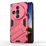 For OPPO Find X7 Ultra 5G Punk Armor 2 in 1 PC + TPU Phone Case with Holder(Light Red)