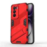 For OPPO Reno12 Global Punk Armor 2 in 1 PC + TPU Phone Case with Holder(Red)