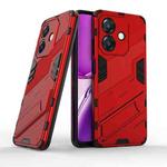 For OPPO A3X 5G India Punk Armor 2 in 1 PC + TPU Phone Case with Holder(Red)