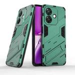 For OPPO A3X 5G India Punk Armor 2 in 1 PC + TPU Phone Case with Holder(Green)