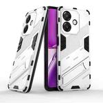 For OPPO A3X 5G India Punk Armor 2 in 1 PC + TPU Phone Case with Holder(White)