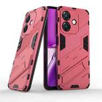 For OPPO A3X 5G India Punk Armor 2 in 1 PC + TPU Phone Case with Holder(Light Red)